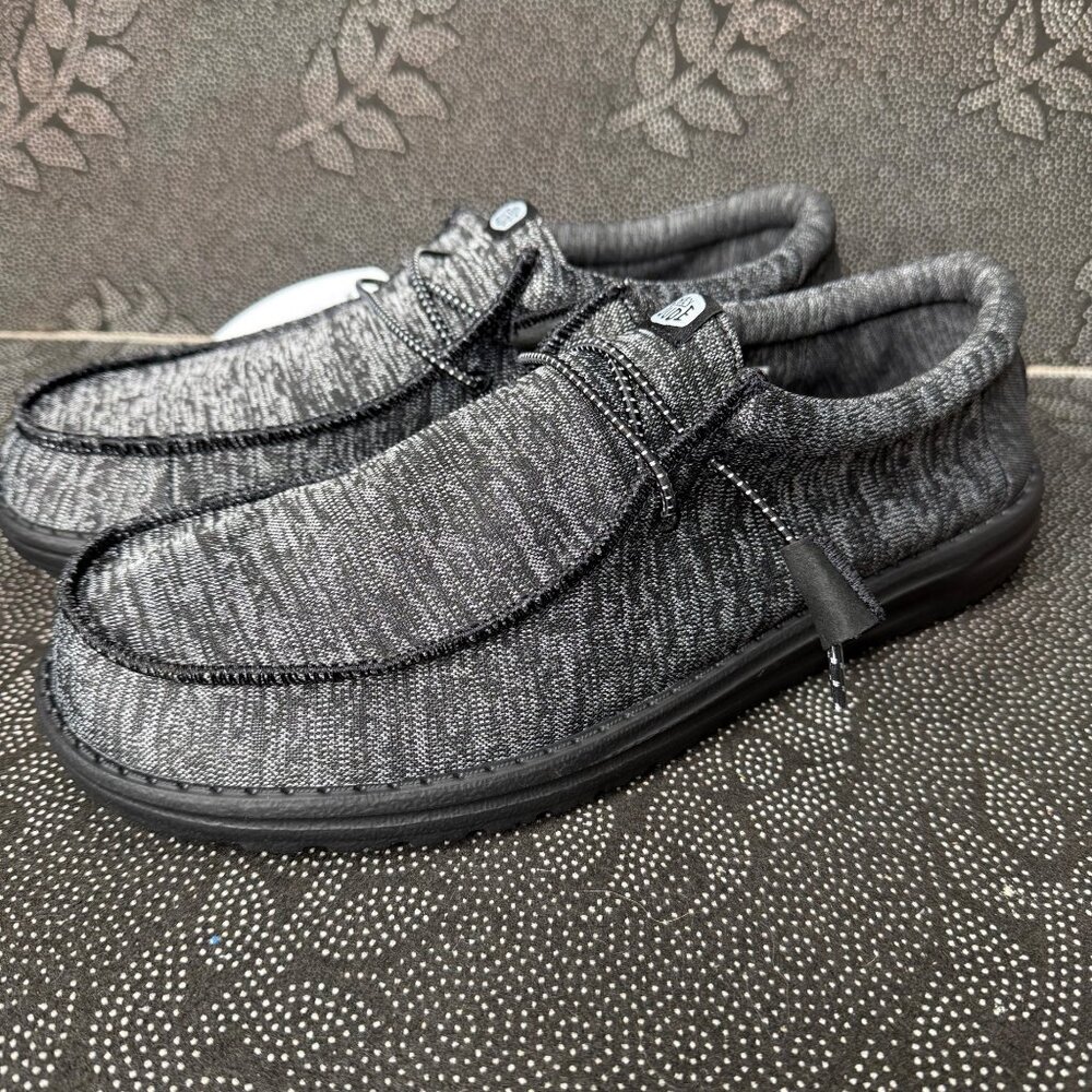 Hey Dude Mens Wally Sport Knit Black Shoes Size M12 Comfortable & Lightweight
